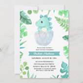 水彩恐竜ハッチンベイビーシャワー 招待状 (正面)