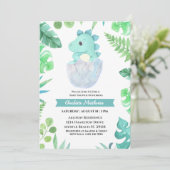 水彩恐竜ハッチンベイビーシャワー 招待状 (スタンド正面)