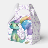 水彩恐竜バルーン女の子の誕生日パーティー フェイバーボックス (裏面サイド)