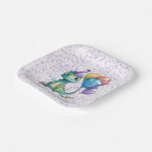 水彩恐竜バルーン女の子の誕生日パーティー ペーパープレート (傾斜あり)