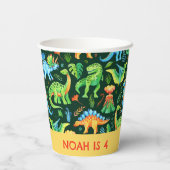 水彩恐竜パターンボーイズ誕生日 紙コップ (裏面)