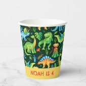 水彩恐竜パターンボーイズ誕生日 紙コップ (正面)
