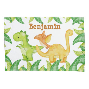 水彩恐竜パーソナライズされた名 枕カバー