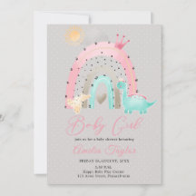 水彩恐竜ベビーガールDinoベビーシャワー