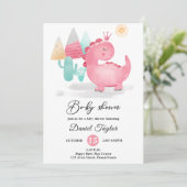 水彩恐竜ベビーディノ赤ちゃんシャワーInvita 招待状 (スタンド正面)