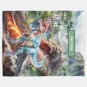 水彩恐竜名前をカスタムする毛布 フリースブランケット (正面(横))