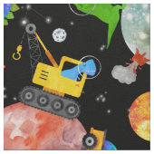 水彩恐竜宇宙建築可愛い子ども ファブリック (クローズアップ)