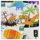 水彩恐竜建築キッズかわいい柄 ファブリック (クローズアップ)