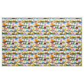 水彩恐竜建築キッズかわいい柄 ファブリック (ヤード)