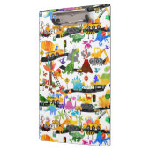 水彩恐竜建築キッズかわいい クリップボード (左)