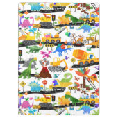 水彩恐竜建築キッズかわいい クリップボード (裏面)