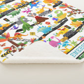 水彩恐竜建築キッズかわいい シェルパブランケット (3/4)