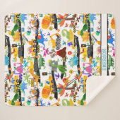 水彩恐竜建築キッズかわいい シェルパブランケット (正面(横))