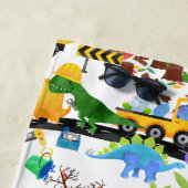 水彩恐竜建築キッズかわいい ビーチタオル (インサイチュ)