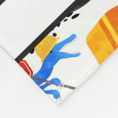 水彩恐竜建築キッズかわいい フリースブランケット (角)