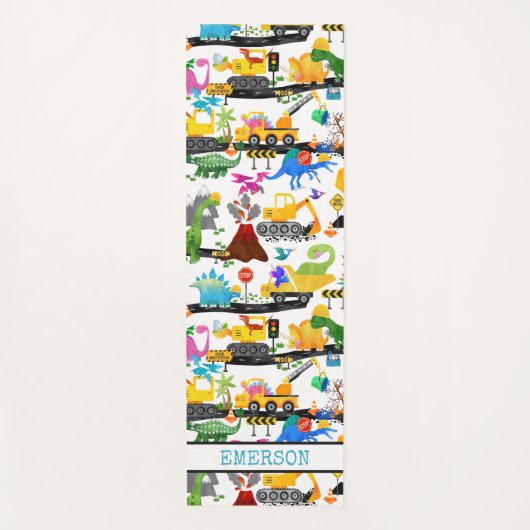 水彩恐竜建築キッズかわいい ヨガマット (正面)