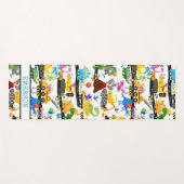 水彩恐竜建築キッズかわいい ヨガマット (正面(横))