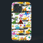 水彩恐竜建築キッズかわいい iPhone 13 PROケース<br><div class="desc">水彩恐竜建築キッズカワイイ柄。おもしろい恐竜は道路工事をしている。</div>