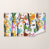 水彩恐竜建築キッズカワイイ バスタオルセット (ハンドタオル)