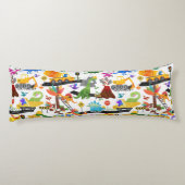 水彩恐竜建築キッパーソナライズされたズ ボディピロー (裏面)