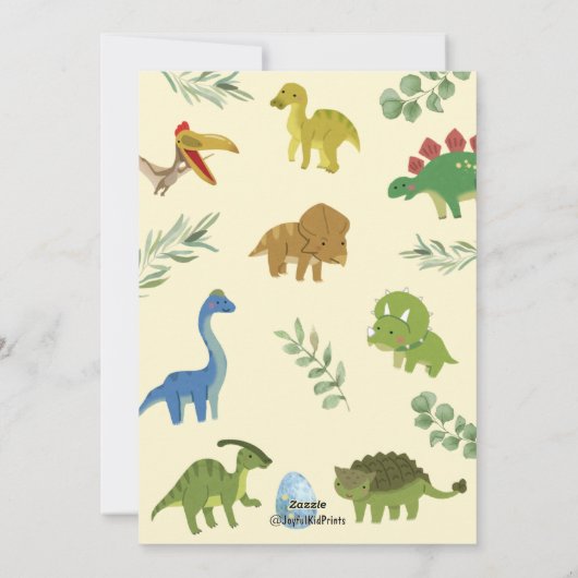 水彩恐竜誕生日招待状カード シーズンカード (裏面)