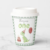 水彩恐竜1回目の誕生日 紙コップ (正面)