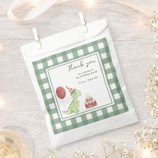 水彩恐竜1歳の誕生日ありがとう フェイバーバッグ (クリップ留めされた状態)