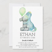 水彩恐竜1st誕生日パーティの招待状 招待状 (正面)