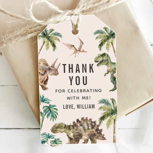 水彩恐竜1st誕生日パーティー ギフトタグ