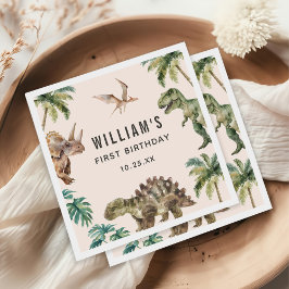 水彩恐竜1st誕生日パーティー スタンダードカクテルナプキン