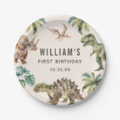 水彩恐竜1st誕生日パーティー ペーパープレート (正面)