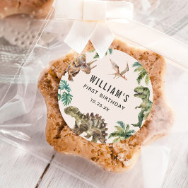 水彩恐竜1st誕生日パーティー ラウンドシール