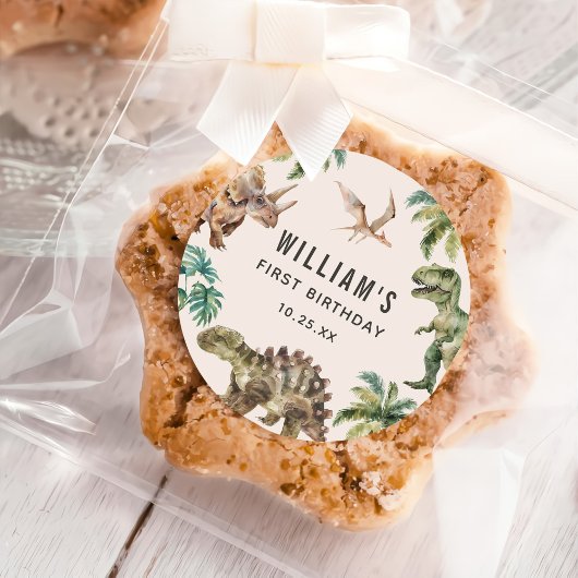 水彩恐竜1st誕生日パーティー ラウンドシール