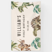 水彩恐竜1st誕生日パーティー 横断幕 (縦)