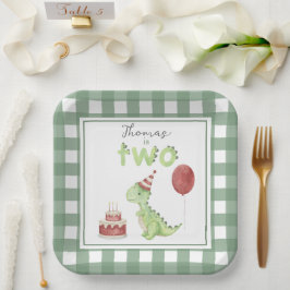 水彩恐竜2回目の誕生日 ペーパープレート