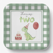 水彩恐竜2回目の誕生日 ペーパープレート (正面)