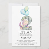 水彩恐竜2nd誕生日パーティの招待状 招待状 (正面)