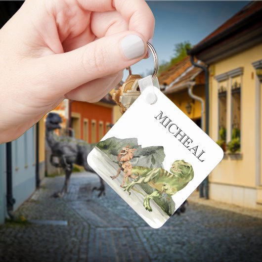 水彩恐竜Tレックスティラノサウルス名 キーホルダー