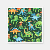 水彩恐竜Tレックスボーイズ誕生日パーティー スタンダードカクテルナプキン (正面)