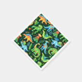 水彩恐竜Tレックスボーイズ誕生日パーティー スタンダードカクテルナプキン (角)