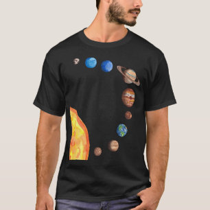 水彩惑星サンアース火星木星土星 Tシャツ