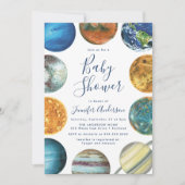 水彩惑星システム太陽のベビーシャワー 招待状 (正面)