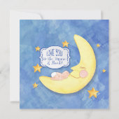水彩愛する月に戻る赤ちゃんシャワー 招待状 (裏面)