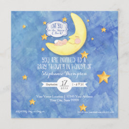 水彩愛する月に戻る赤ちゃんシャワー 招待状