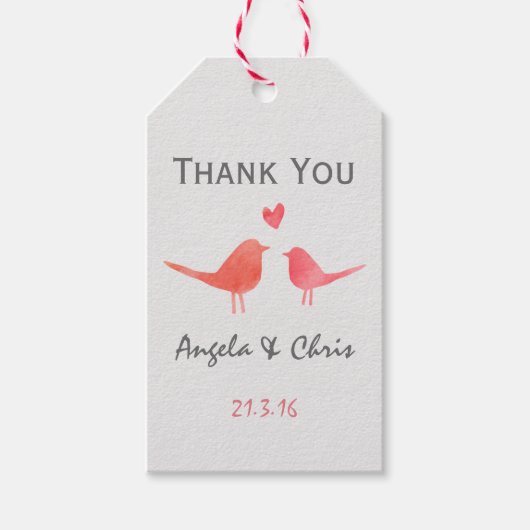 水彩愛の鳥婚式 ギフトタグ (正面)
