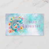 水彩愛らしいイルカとフローラベビーレジストリ エンクロージャーカード (正面)
