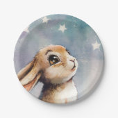 水彩愛らしいウサギ ペーパープレート (正面)