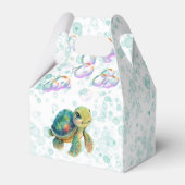 水彩愛らしいウミガメの泡ベビーシャワー フェイバーボックス (裏面サイド)