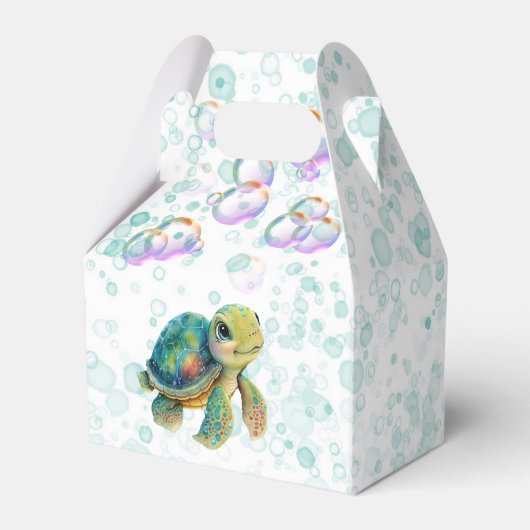 水彩愛らしいウミガメの泡ベビーシャワー フェイバーボックス (裏面サイド)