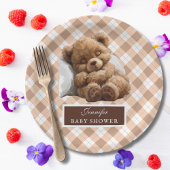 水彩愛らしいテディベア赤ちゃんシャワー ペーパープレート
